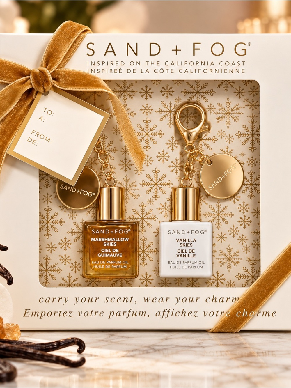 SAND+FOG Keychain Charm Fragrance Oil Duo — Marshmallow Skies & Vanilla Skies
